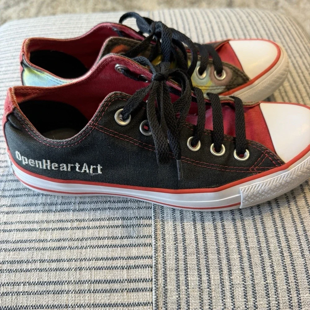 Custom Converse Chuck Taylor All Star OpenHeartArt Low Top Sneakers Men's 7.5